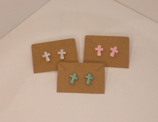 Sparkle Cross Studs