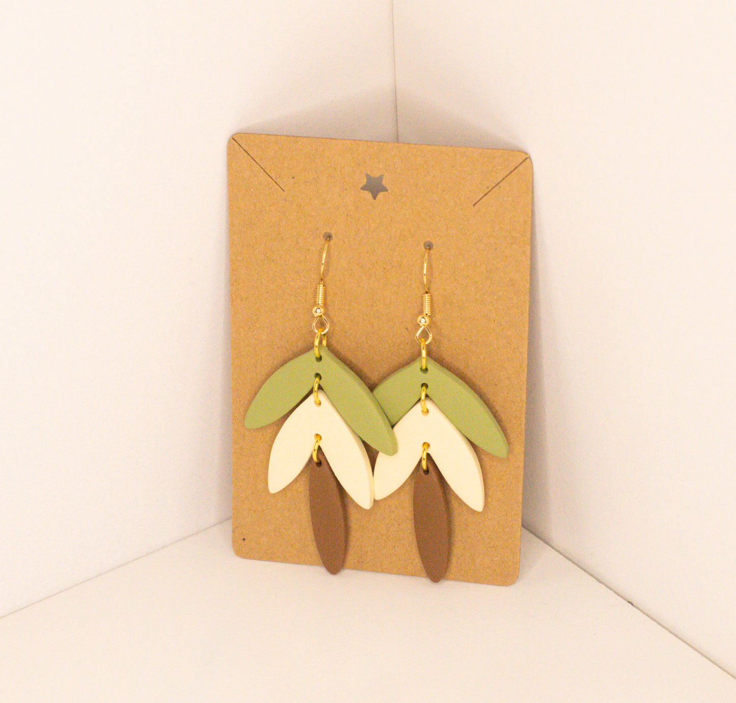 Boho Leaf Clay Dangles